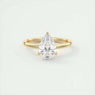 2CT Pear Cut Moissanite Solitaire Engagement Ring
