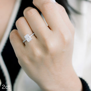 2.0CT Radiant Cut Moissanite Classic Pave Diamond Engagement Ring
