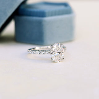2.25CT Oval Moissanite Solitaire Pave Setting Engagement Ring