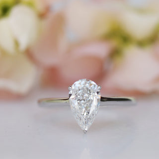4.0ct Pear Cut Moissanite Solitaire Engagement Ring