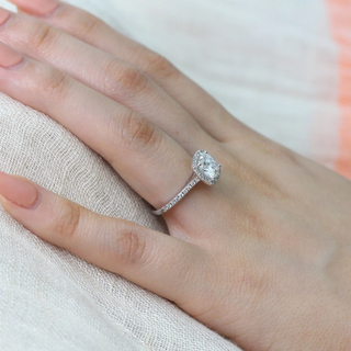 1.65CT Cushion Cut Moissanite Halo Engagement Ring