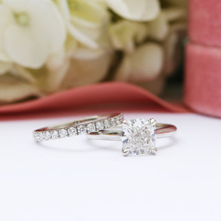 2.25ct Cushion Cut Moissanite Diamond Cathedral Solitare Engagement Ring