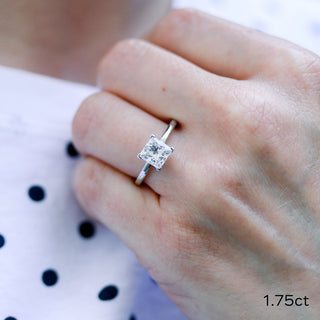 1.75ct Princess Cut Moissanite Solitaire Engagement Ring