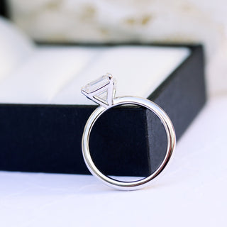 2.0ct Asscher Cut Moissanite Diamond Petite Solitare Engagement Ring