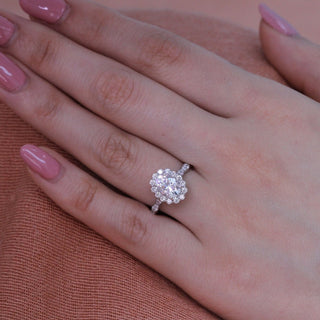1.50CT Oval Cut Diamond Moissanite Halo Engagement Ring