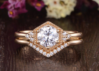 1.60 CT Round Vintage Art Deco Moissanite Engagement Ring
