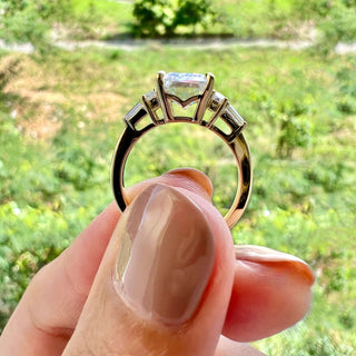 5.75 CT Emerald Cut 3 Stone Moissanite Engagement Ring