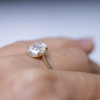 1.0CT Round Cut Milgrain Hidden Halo Style Moissanite Engagement Ring
