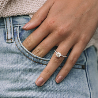 1.25ct Round Cut Hidden Halo  Moissanite Engagement Ring