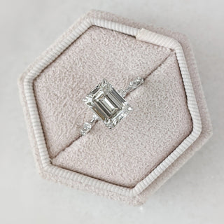 3.20CT Emerald Cut Moissanite Space Pave Diamond Engagement Ring