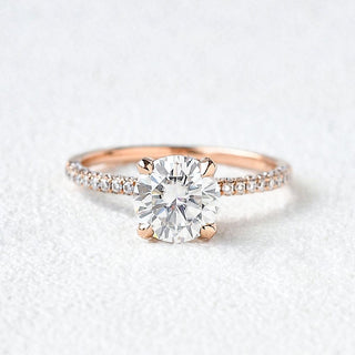 3.2 CT Round Solitaire Pave Moissanite Engagement Ring