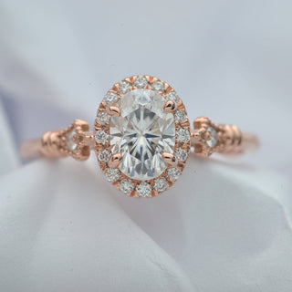 1.91 CT Oval Cut Halo Pave Setting Moissanite Engagement Ring