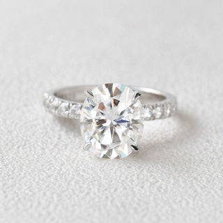 3.74 CT Oval Hidden Halo Pave Moissanite Engagement Ring