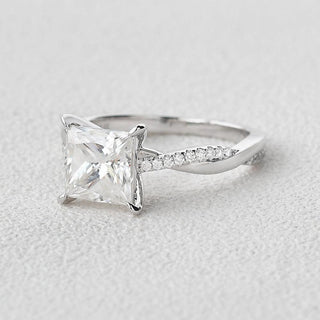 1.75 CT Princess Twisted Pave Moissanite Engagement Ring