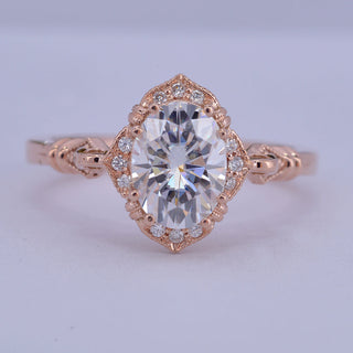 1.33 CT Oval Cut Vintage Moissanite Engagement Ring