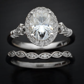 1.91 CT Oval Cut Halo Pave Setting Moissanite Engagement Ring