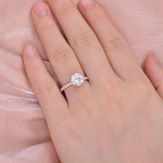 1.8 CT Round Pave Moissanite Engagement Ring