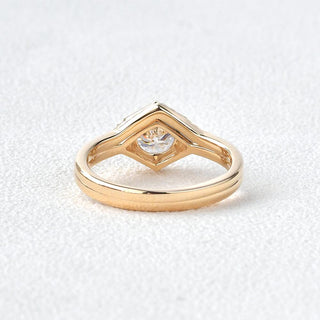 1.0CT Round Brilliant Cut Moissanite Hexagon Shape Bridal Ring Set