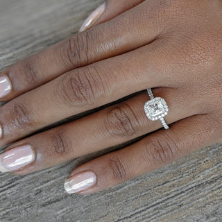1.02CT Radiant Cut Moissanite Halo & Pave Diamond Engagement Ring