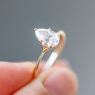 1.93CT Pear Cut Solitaire Moissanite Engagement Ring in 14K Rose Gold