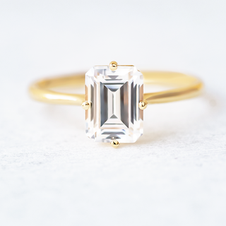 2.30CT Emerald Cut Solitaire Moissanite Engagement Ring