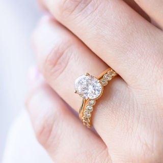 1.93CT Oval Cut Moissanite Solitaire Engagement Ring in 14K Rose Gold