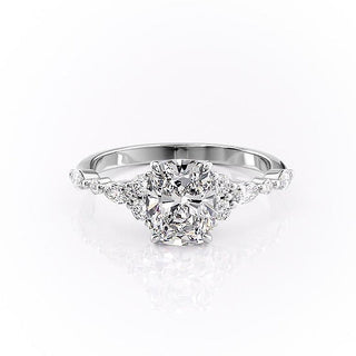 2.0 CT Elongated Cushion Cut Cluster Moissanite Engagement Ring