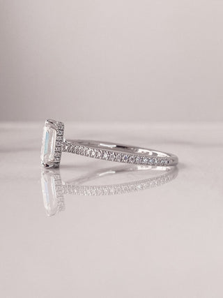 2.0 CT Emerald Cut Diamond Moissanite Halo  Engagement Ring