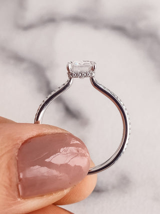 2.0 CT Emerald Cut Moissanite Hidden Halo Engagement Ring