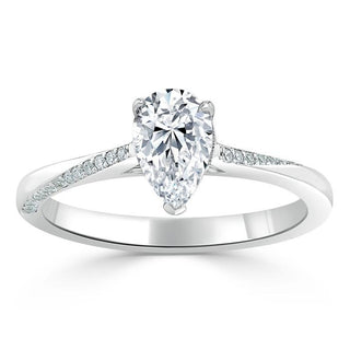 0.75 CT Pear Cut Solitaire Moissanite Engagement Ring