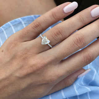 1.09CT Heart Cut Moissanite Pave Diamond Engagement Ring