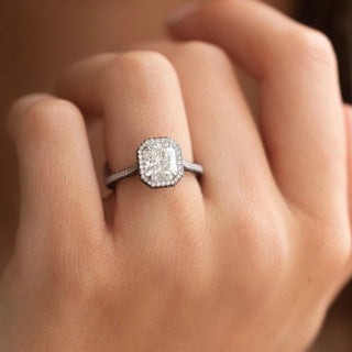 2.0 CT Radiant Cut  Diamond Moissanite  Halo Engagement Ring