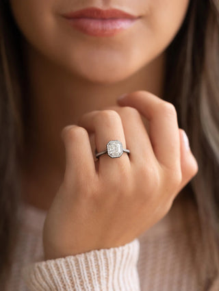 2.0 CT Radiant Cut  Diamond Moissanite  Halo Engagement Ring