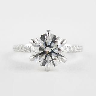 1.0CT Round Cut Three Side Pave Style Moissanite Engagement Ring