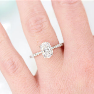 1.91 CT Oval Solitaire Moissanite Engagement Ring With Pave Setting