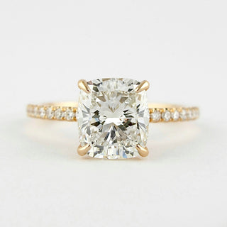 1.50CT Cushion Cut Hidden Halo Pave Moissanite Engagement Ring