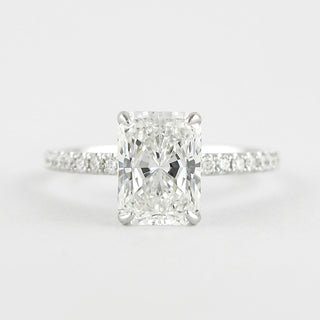 1.80CT Radiant Cut Moissanite Solitaire Pave Setting Engagement Ring
