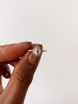 0.80CT Pear Cut Moissanite Bezel Style Engagement Ring