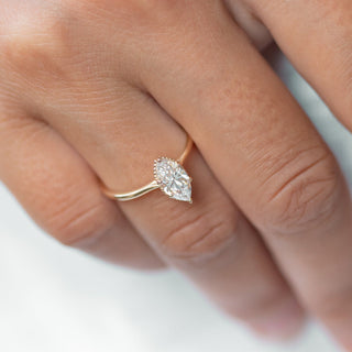 1.0CT Marquise Cut Solitaire Moissanite Engagement Ring