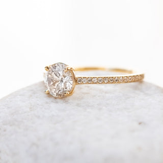 1.0CT Round Cut Yellow Gold Pave Setting Moissanite Engagement Ring
