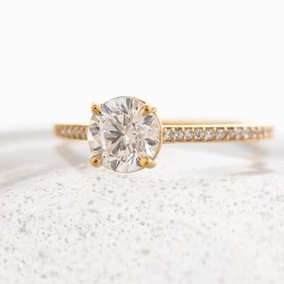 1.0CT Round Cut Yellow Gold Pave Setting Moissanite Engagement Ring