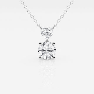 1.33 TCW Round & Heart Moissanite Diamond Two Stone Necklace