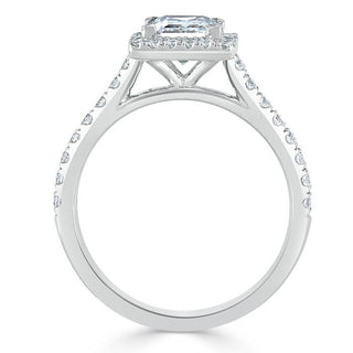 1.0 CT Princess Cut Halo Pave Setting Moissanite Engagement Ring
