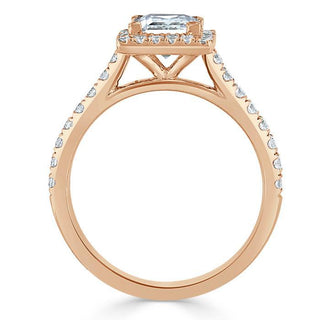 1.0 CT Princess Cut Halo Pave Setting Moissanite Engagement Ring