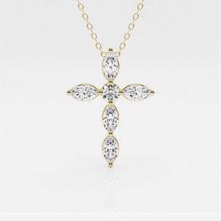 1.0 TCW Round & Marquise Moissanite Diamond Cross Necklace
