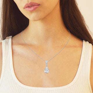 3.50 CT Pear Moissanite Diamond Three Stone Necklace