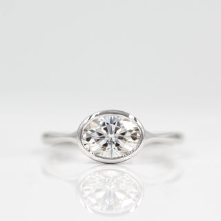 1.0 CT Oval Cut Bezel Solitaire Moissanite Engagement Ring