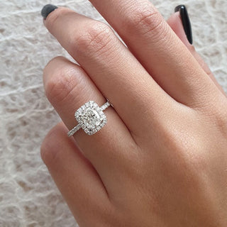 1.0ct Radiant Cut Halo Style Moissanite Engagement Ring