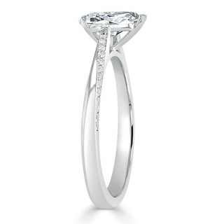 0.75 CT Pear Cut Solitaire Moissanite Engagement Ring
