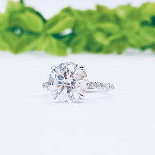 1.85 CT Round Cut Hidden Halo Pave Moissanite Engagement Ring